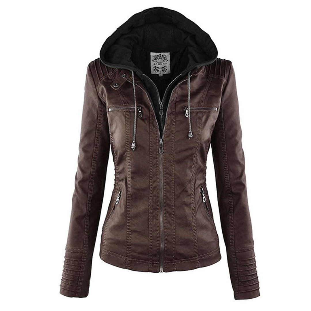 Felpa donna comoda e casual con cappuccio e zip frontale, perfetta per abbigliamento femminile quotidiano.