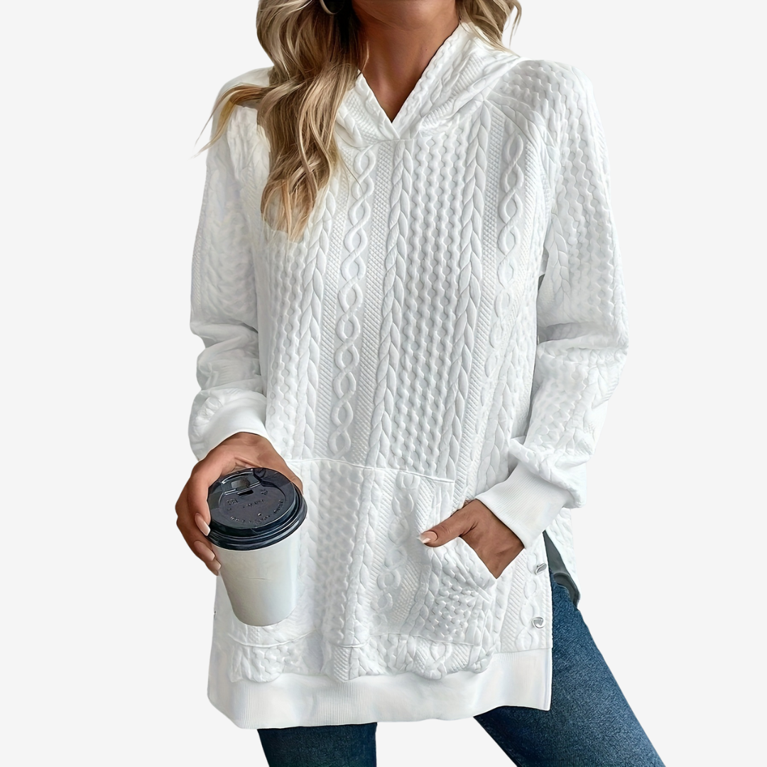 Cardigan/felpa donna con cappuccio, abbigliamento casual per taglie forti. Perfetto per un look moderno.