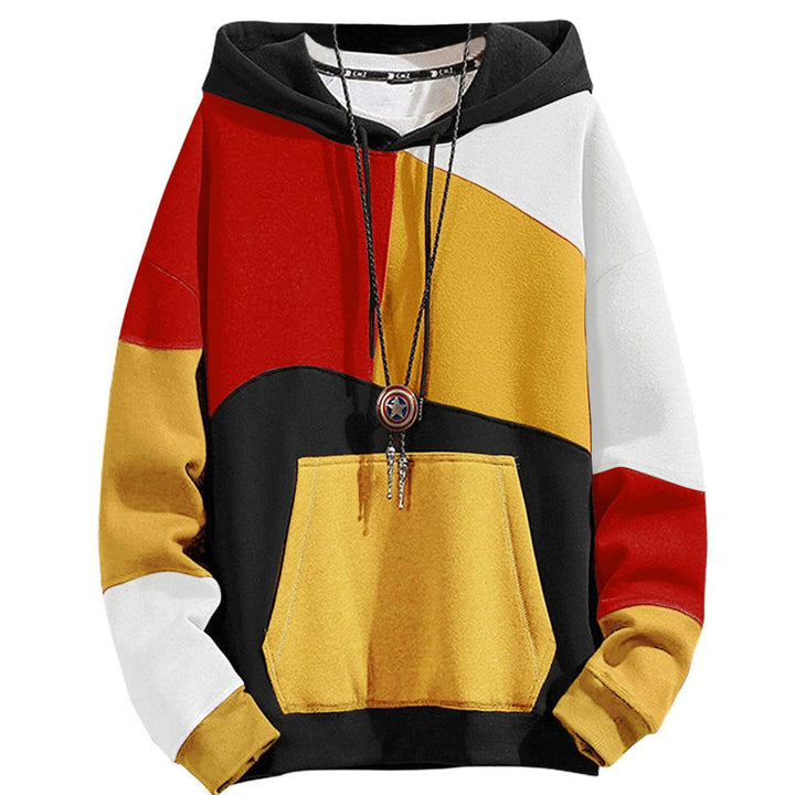 Felpa con cappuccio color block, stile urbano e comfort. Un must-have della moda maschile.