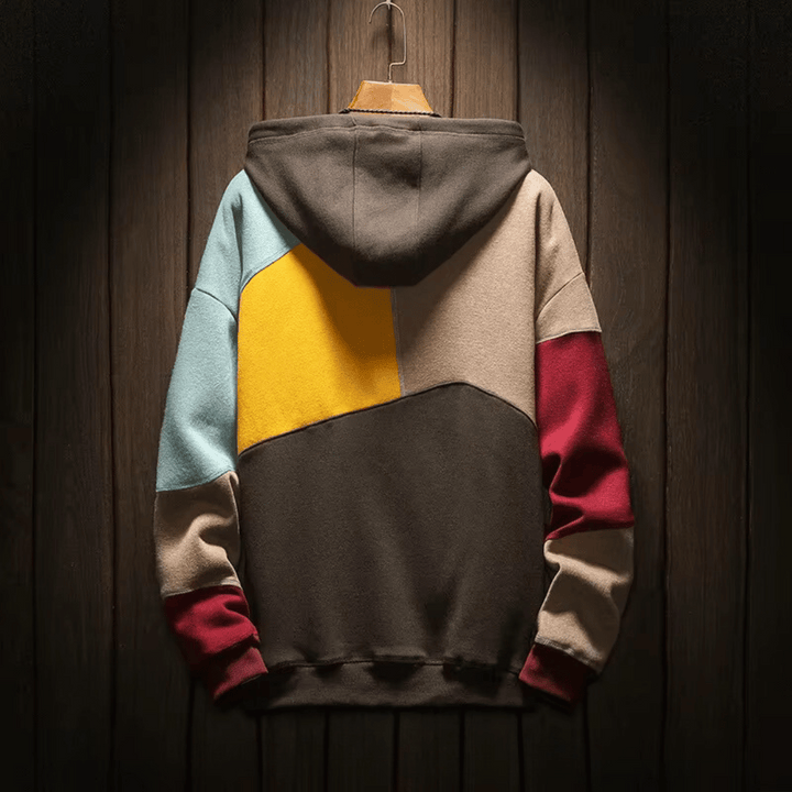 Felpa color block da uomo, con cappuccio. Design contemporaneo per un look casual e alla moda.