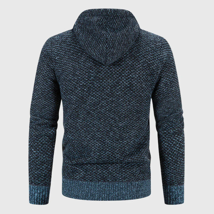 Felpa sportiva da uomo con zip integrale, cappuccio foderato. Stile confortevole per il tempo libero e moda autunnale.