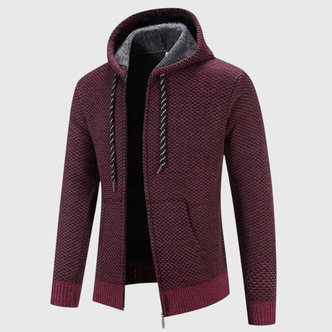 Felpa con cappuccio foderato, zip integrale. Ottima per uomo, stile versatile, comfort invernale e autunnale.