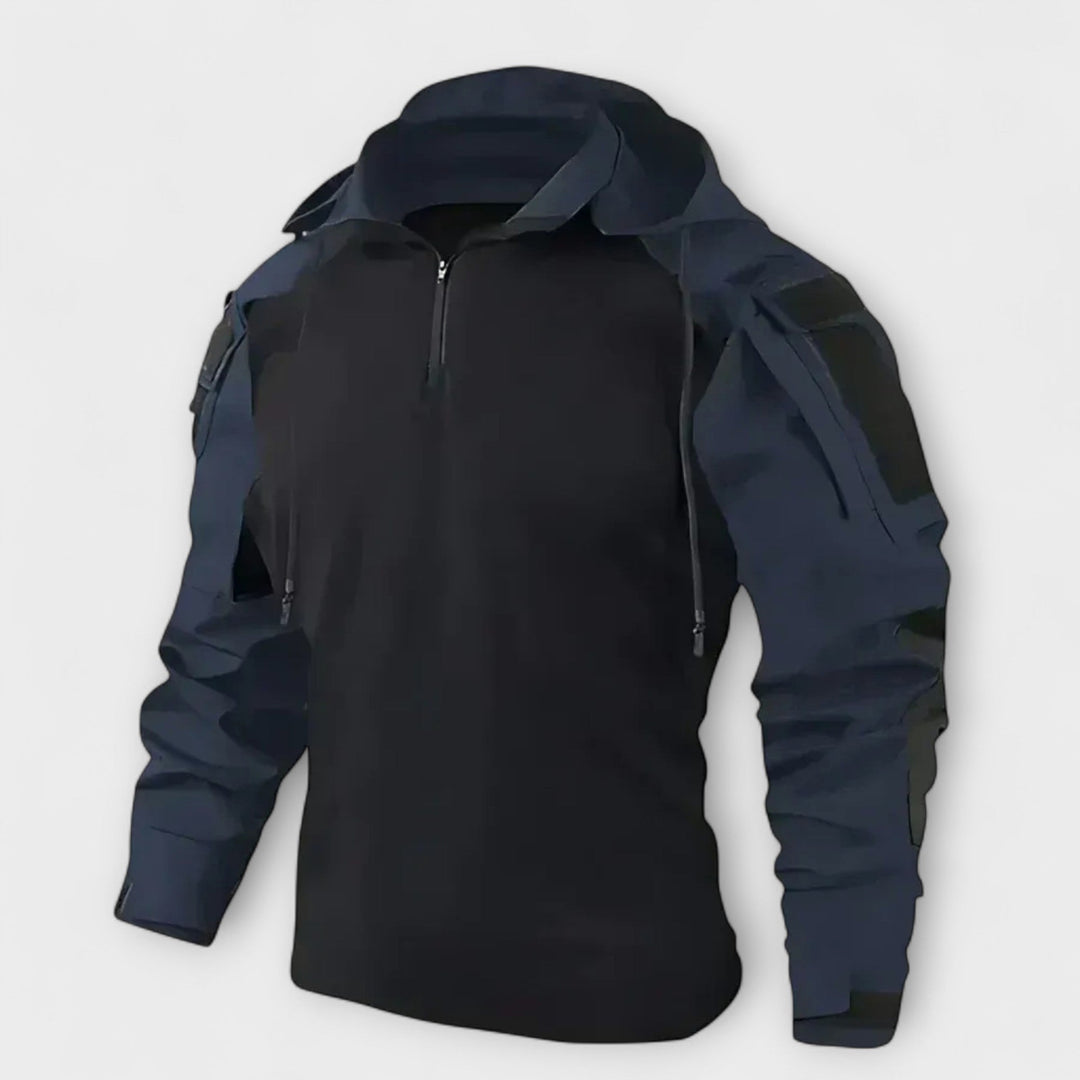 Felpa da uomo con cappuccio, stile tattico moderno. Ideale per look streetwear e casual in autunno/inverno.