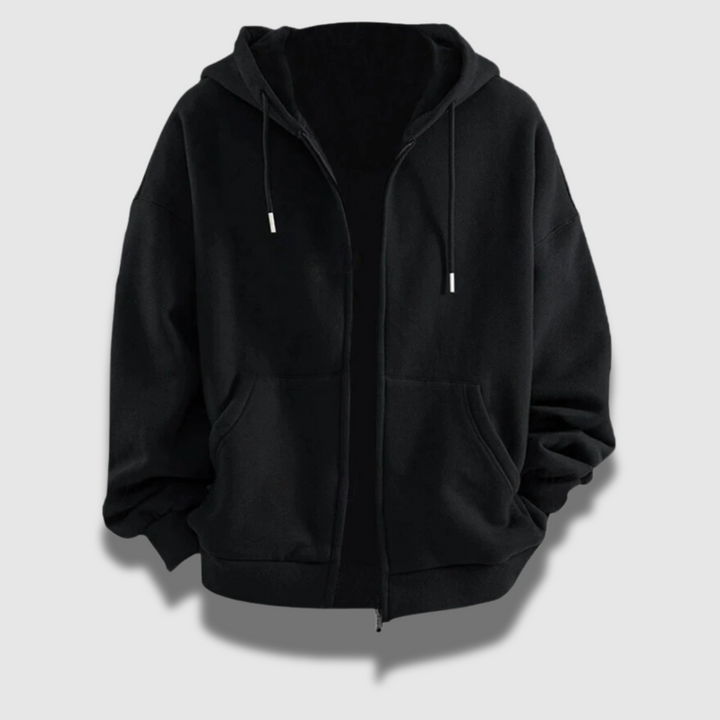 Felpa da uomo con cappuccio full zip, ideale per comfort quotidiano e look casual in autunno-inverno.