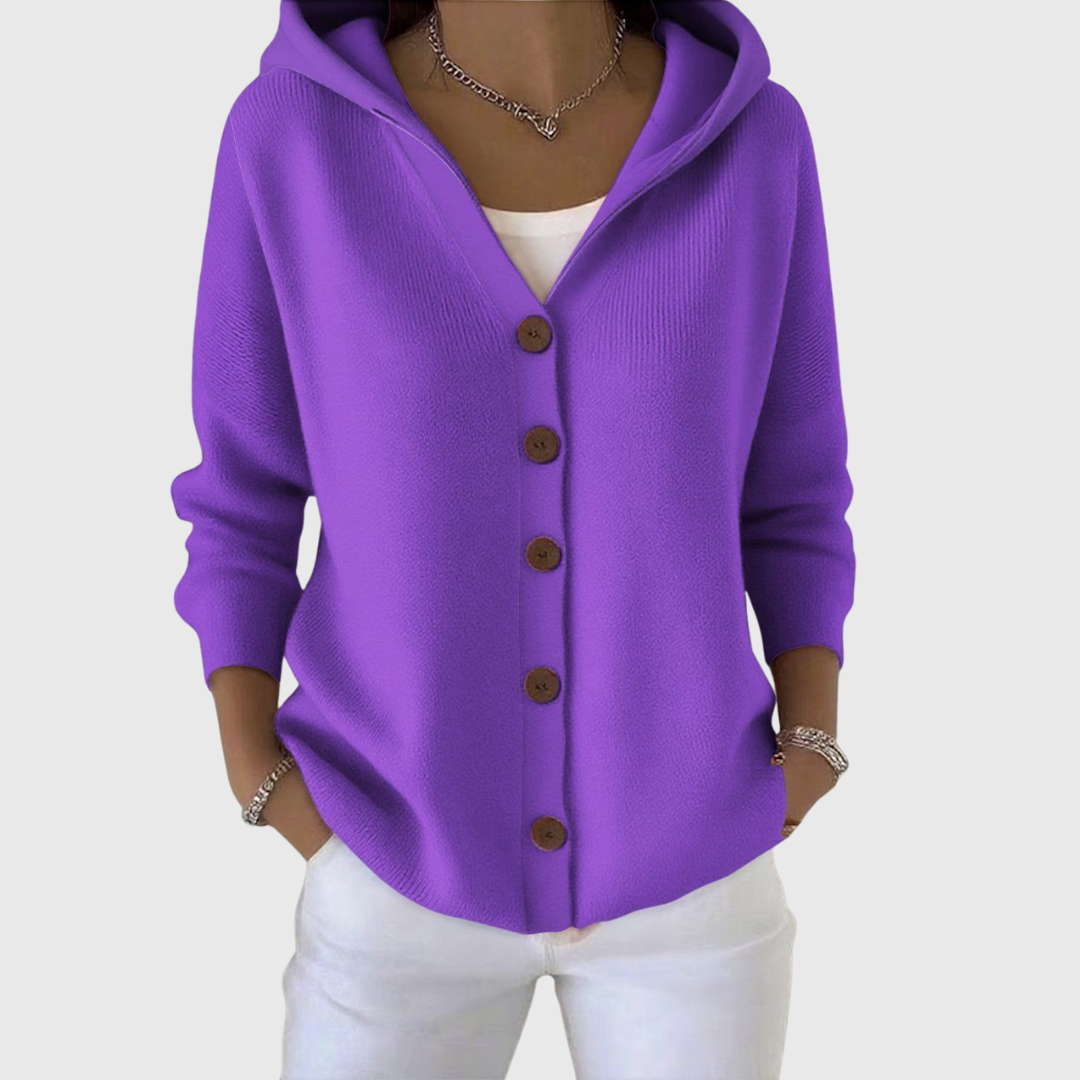 Felpa con cappuccio donna, bottoni, un cardigan comodo e caldo per affrontare l'autunno-inverno.