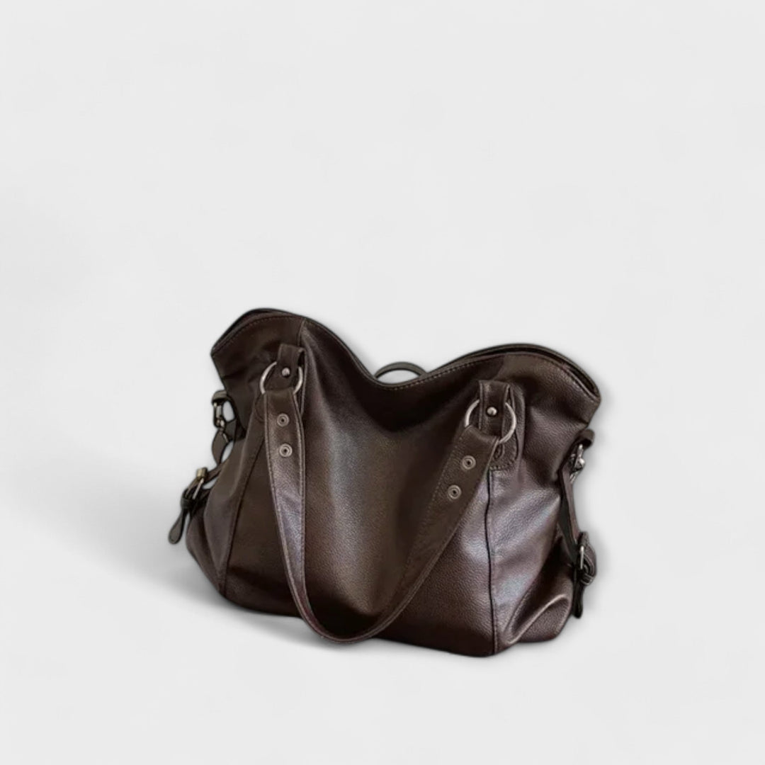 Borsa hobo kaki da donna, morbida e a spalla. Accessorio moda chic, versatile e comodo per ogni giorno.