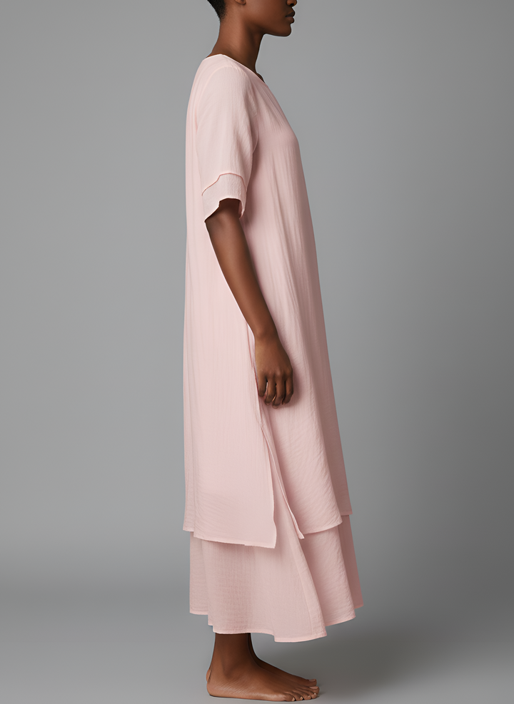 Abito maxi estivo donna con orlo irregolare, misto cotone, perfetto per look casual e versatili.