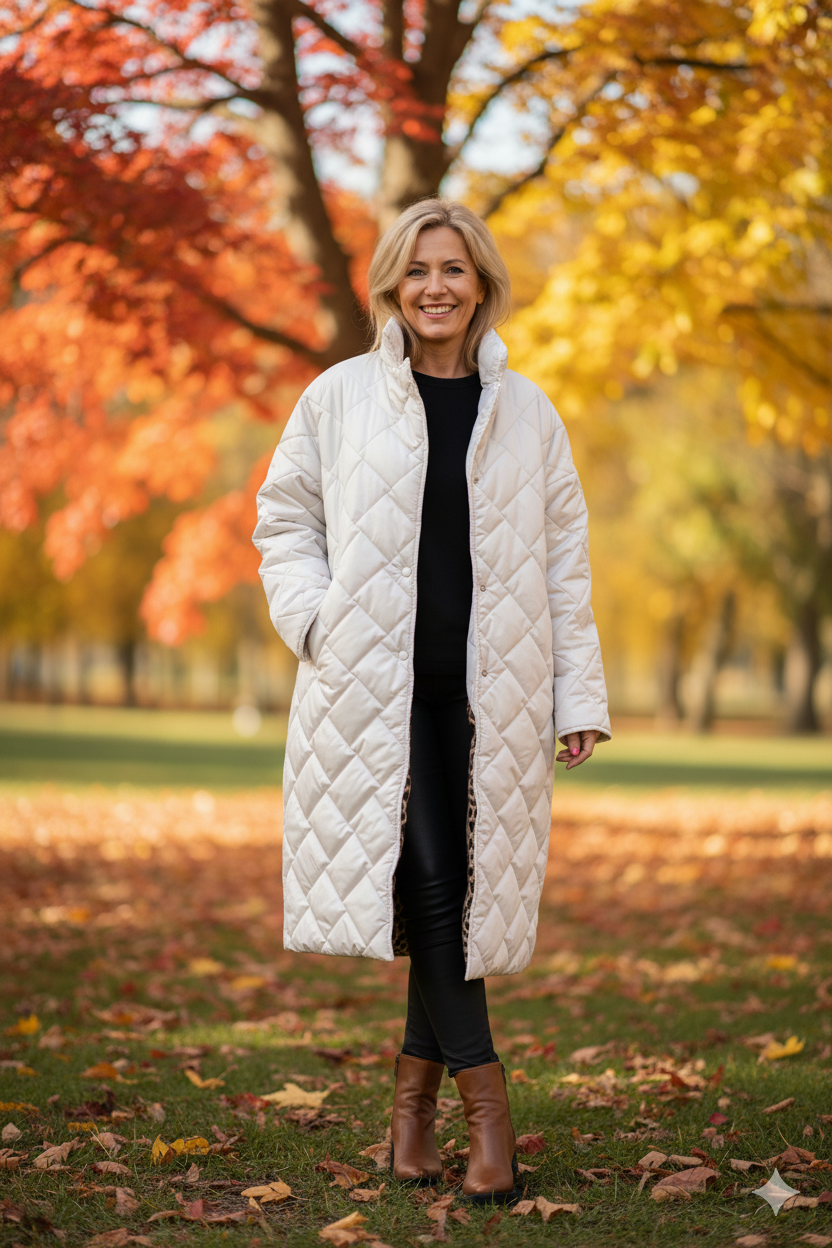 Giacca reversibile donna marrone/beige, calda e alla moda, perfetta per i tuoi outfit invernali.