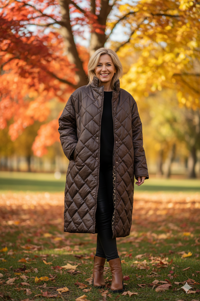 Giacca calda donna, reversibile, un cappotto invernale essenziale con doppio stile e massimo comfort.
