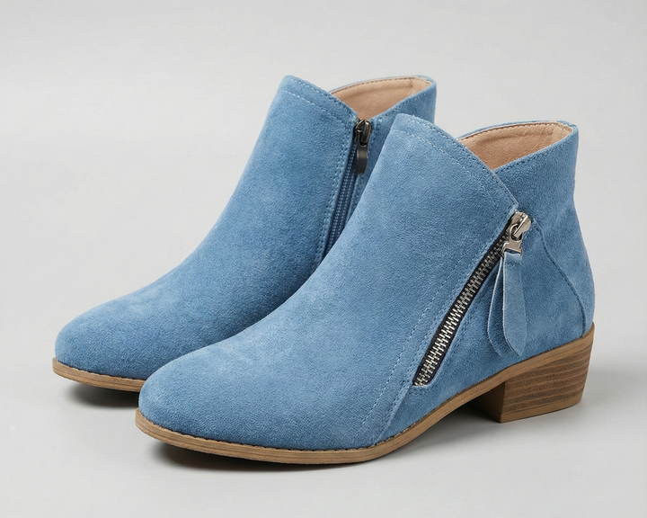 Scarpe donna comode: stivaletti con supporto arco, cerniera laterale. Ideali per il benessere dei piedi.