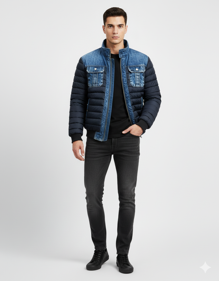 Giacca ibrida trapuntata uomo, perfetta per l'autunno. Design moderno, look casual-elegante e taglio sartoriale.