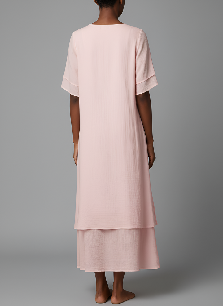 Abito donna maxi comfort misto cotone, maniche corte, stile unico e moda estiva per ogni giorno.