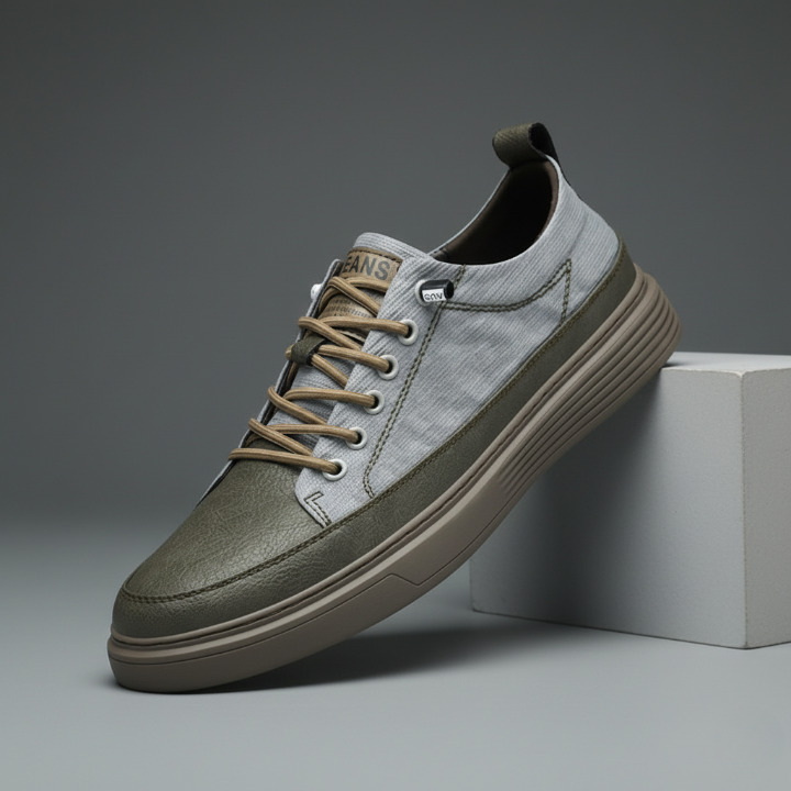 Sneakers uomo comode e versatili per stile quotidiano. Perfette per la città, colore blu navy con dettagli bianchi.