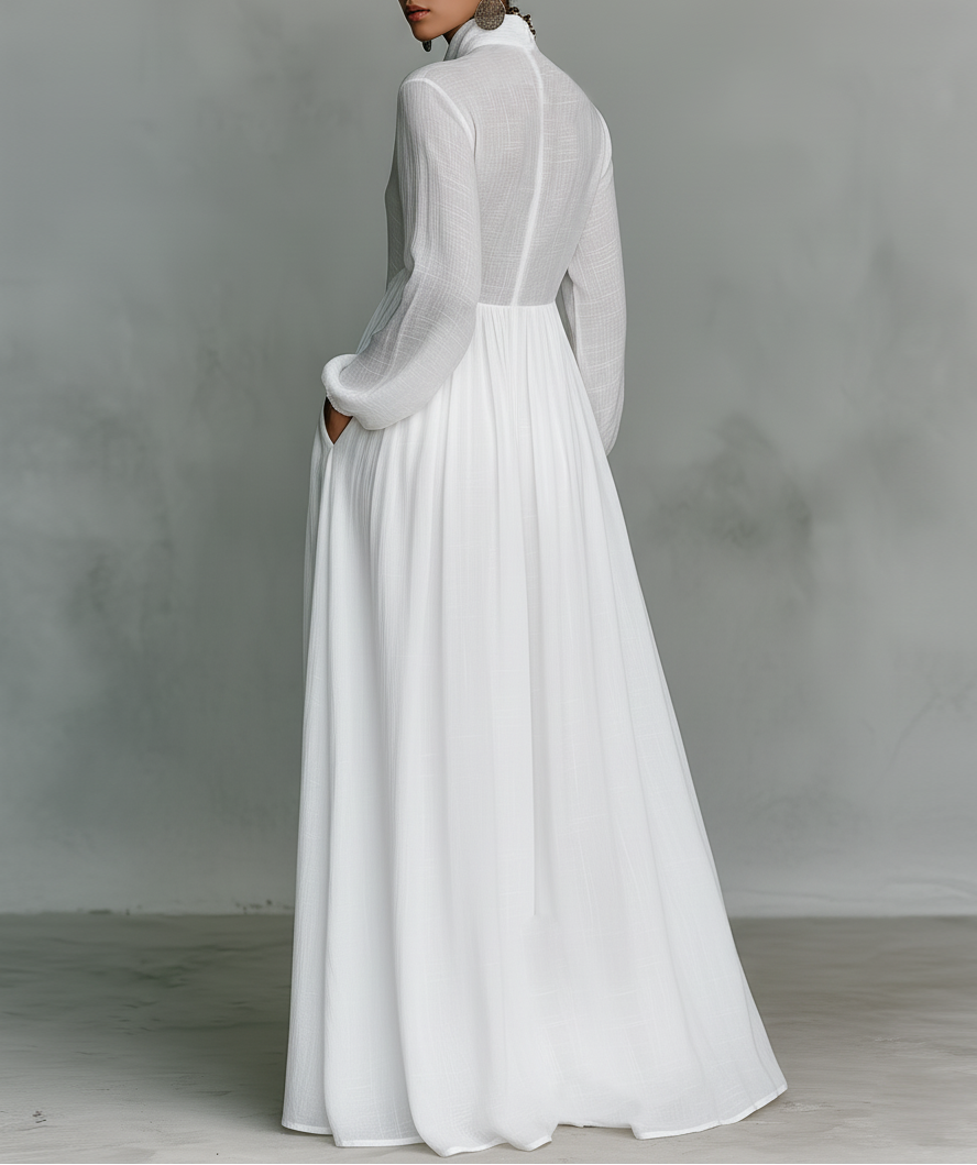 Abito da donna elegante e fluido, vestito maxi con bottoni. Ottimo per estate, vacanze, look casual chic.