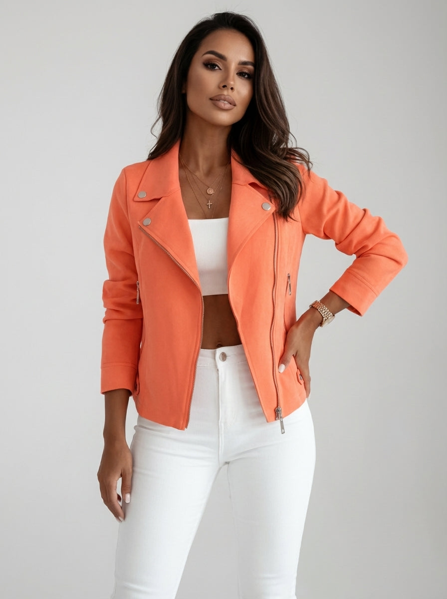 Blazer donna per ufficio o casual, stile biker elegante e moderno, adatto a primavera.