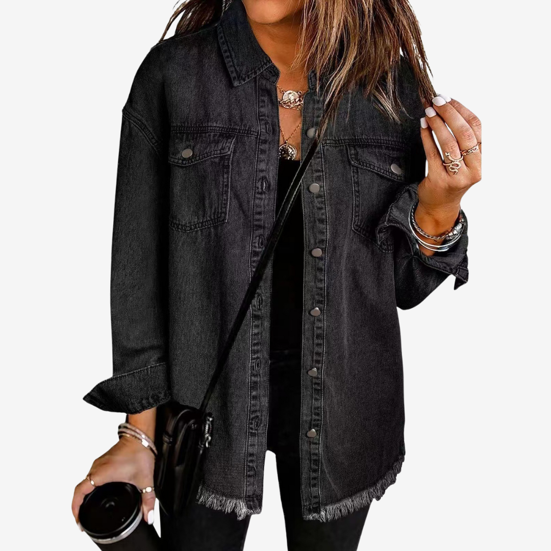 Giacca lunga donna, vestibilità comoda, stile casual ed elegante. Capo spalla per primavera autunno.