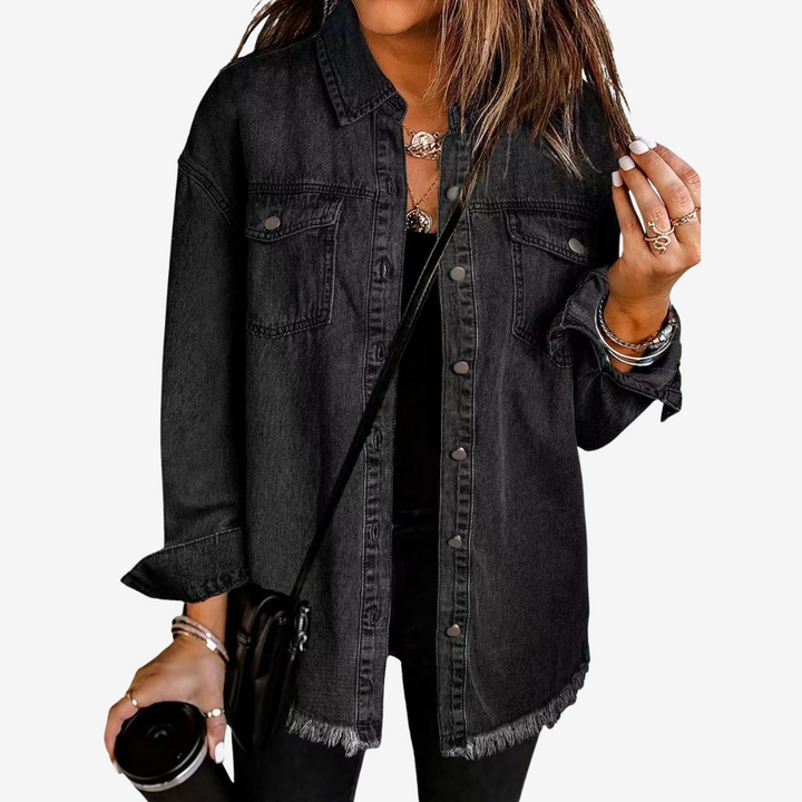 Giacca lunga donna, vestibilità comoda, stile casual ed elegante. Capo spalla per primavera autunno.