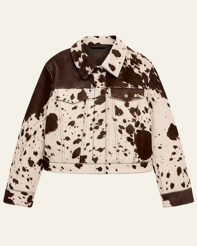 Giacca donna trucker stampa animalier per un look audace e versatile, perfetta per primavera autunno.