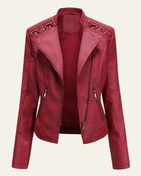Giacca donna primaverile/autunnale stile biker, vestibilità slim per un look audace.
