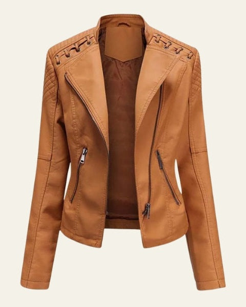Giacchetto donna biker slim fit, versatile per primavera/autunno. Un tocco audace al tuo stile.