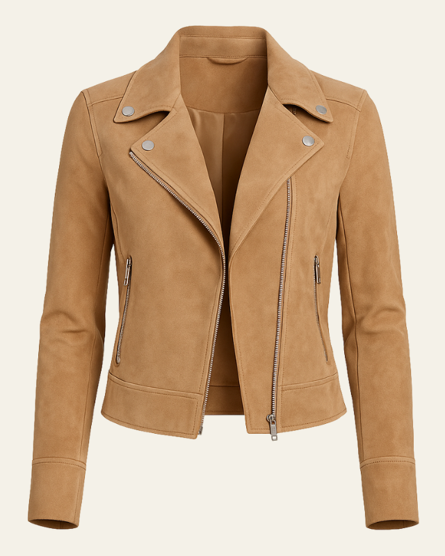 Giacca donna primaverile/autunnale con taglio slanciato e revers a punta, stile elegante.