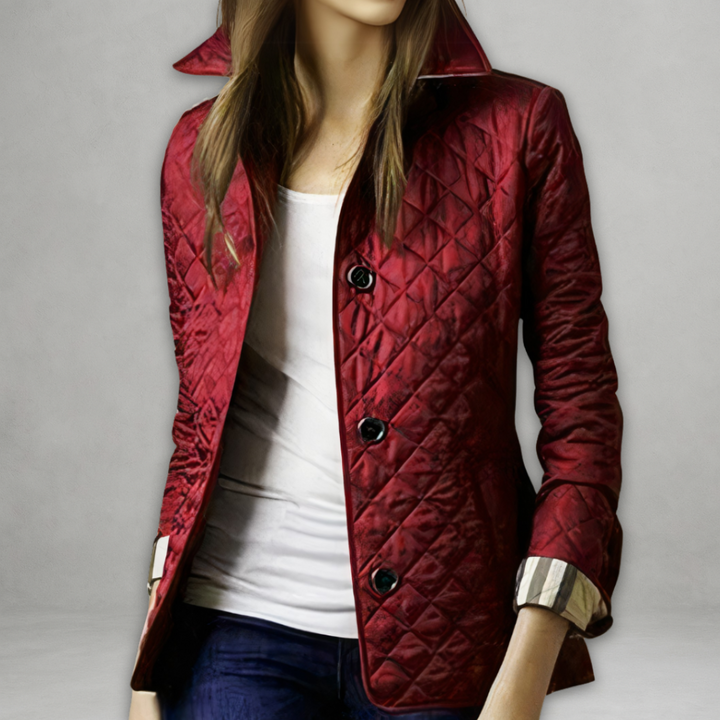 Giacca donna elegante trapuntata con bottoni, perfetta per look raffinati autunno/inverno.
