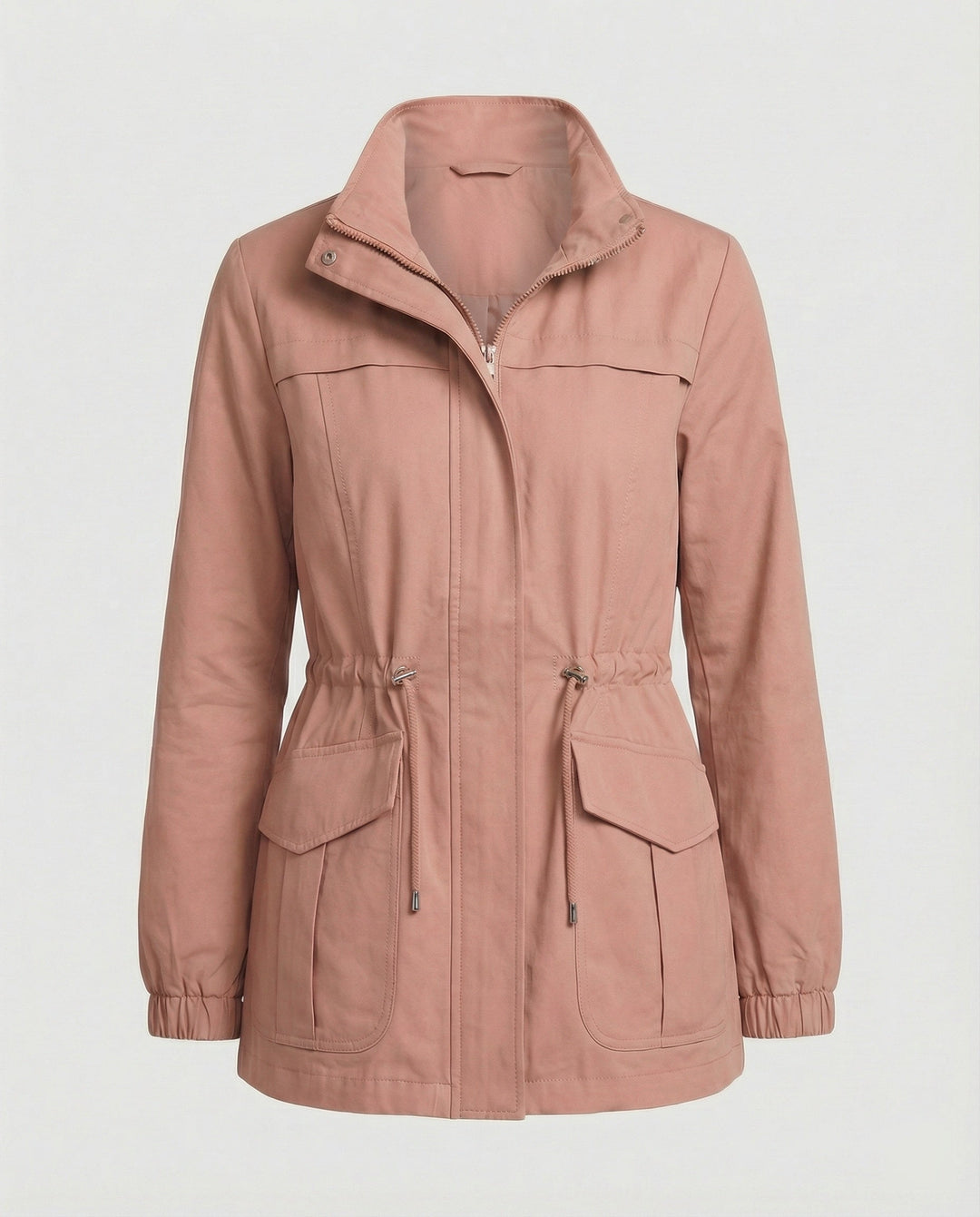 Look completo: giacca donna utility marrone chiaro, leggera, ideale per stagioni di transizione.