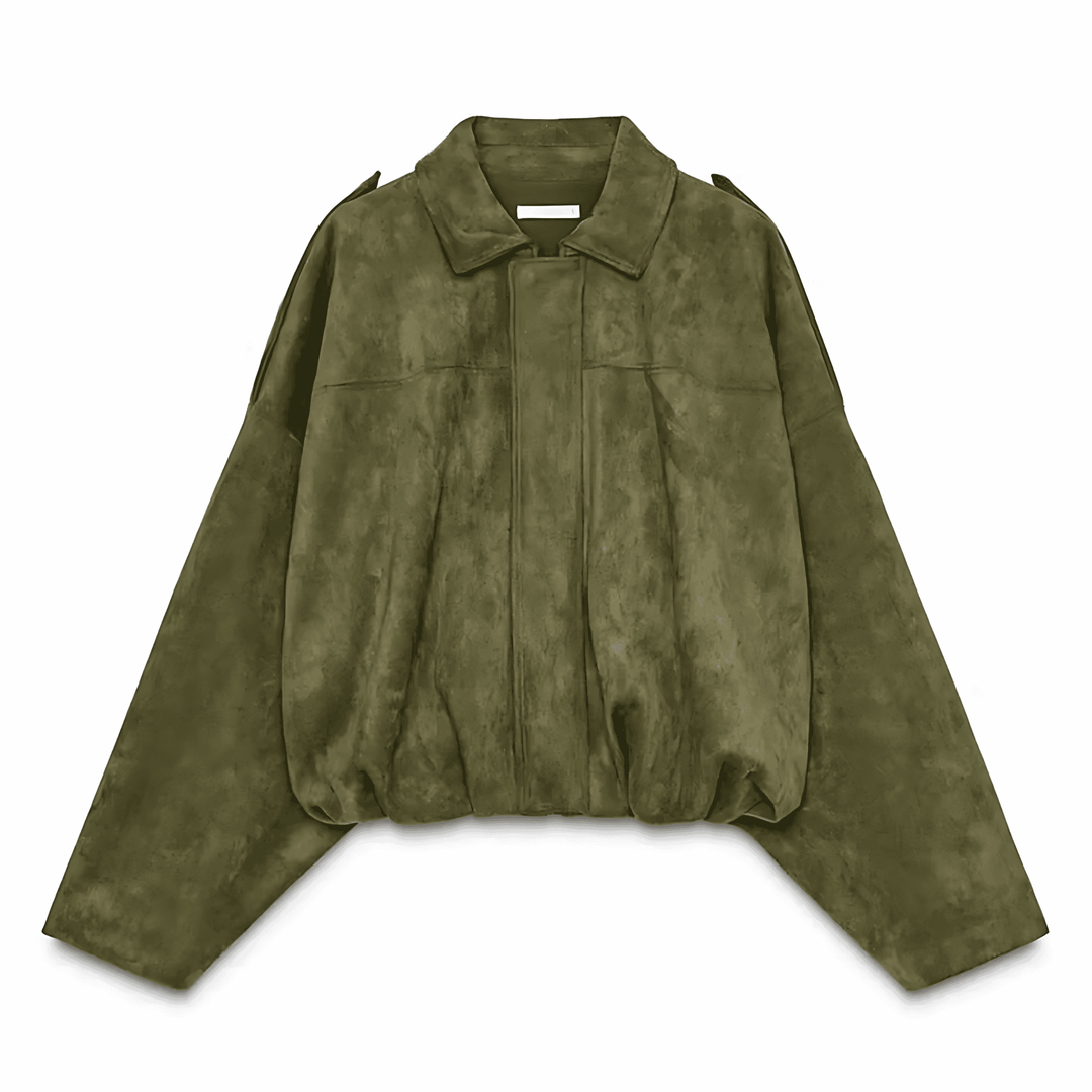 Giacca bomber oversize donna verde con zip, tessuto sintetico. Stile casual e alla moda per ogni stagione.
