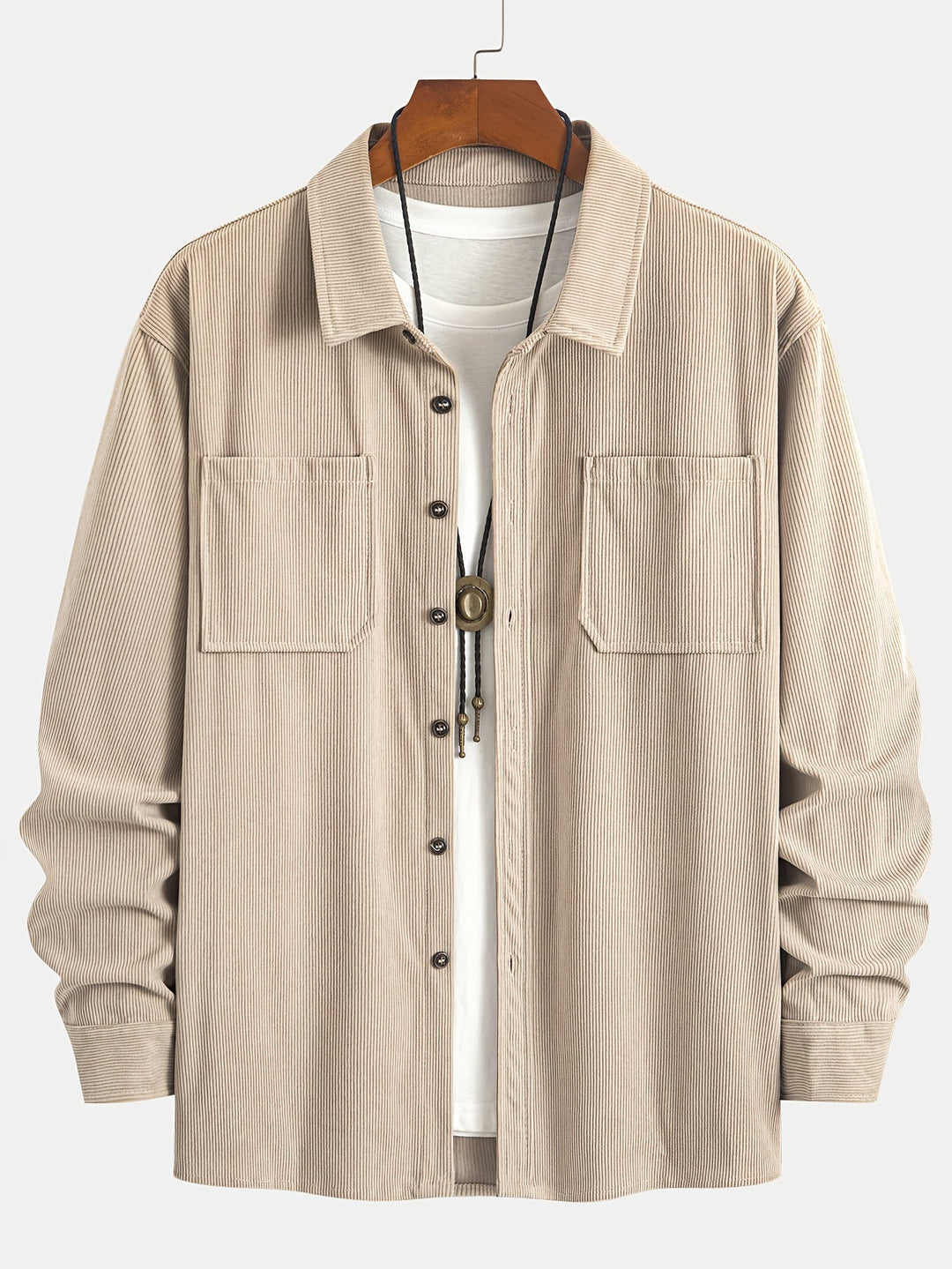 Giacca uomo casual elegante con colletto classico e tasche, perfetta per l'autunno-inverno.
