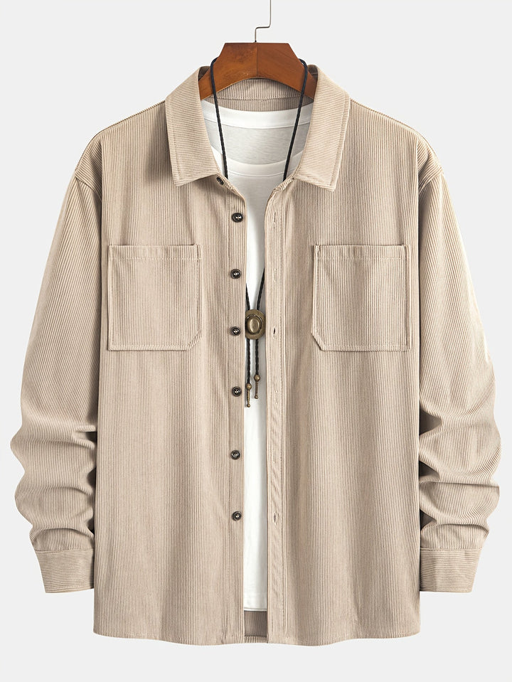 Giacca uomo casual elegante con colletto classico e tasche, perfetta per l'autunno-inverno.