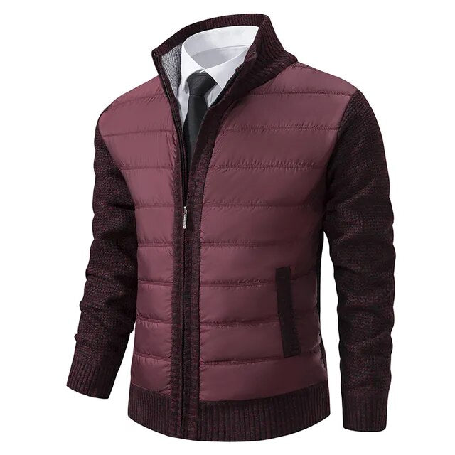 Giacca uomo ibrida collo alto, ideale per uno stile urbano o casual. Comfort e calore per l'inverno.