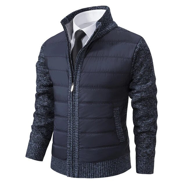 Giacca ibrida uomo con collo alto, ideale per autunno/inverno. Protezione dal freddo e stile casual.