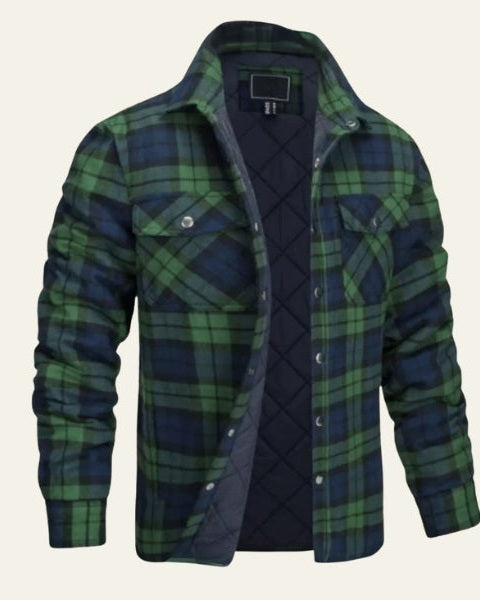 Giacca calda da uomo con motivo a quadri, perfetta per un look elegante nella moda invernale.