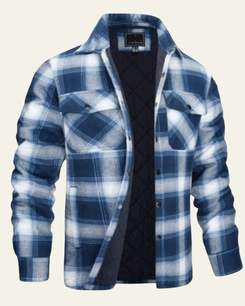 Elegante giacca da uomo a quadri, ideale come capospalla casual per autunno e inverno.