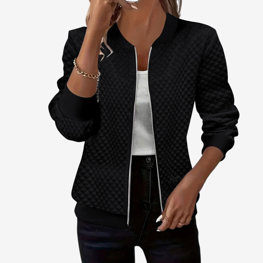 Gilet donna casual trapuntato con zip intera e collo coreano, essenziale per il guardaroba invernale.