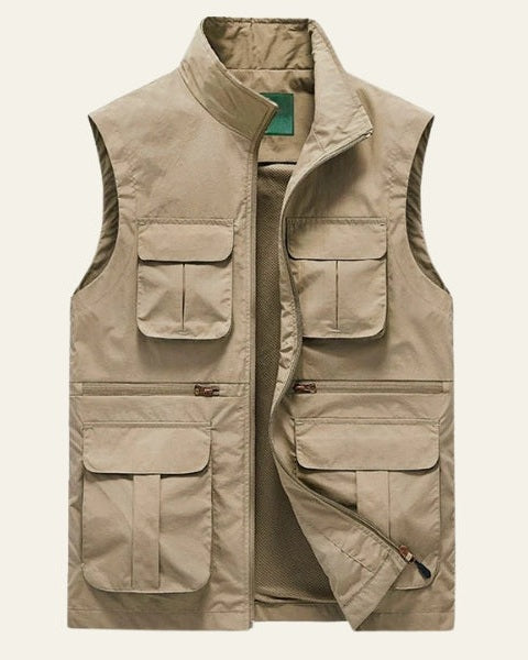 Gilet leggero uomo per primavera estate, stile casual multitasche. Perfetto per passeggiate e attività outdoor.