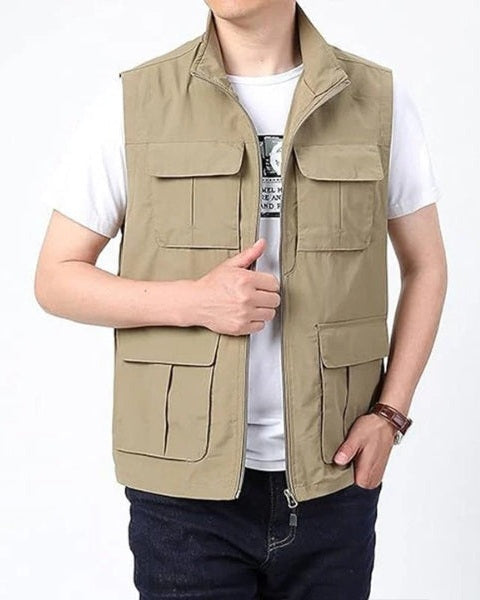 Gilet uomo leggero estivo, vestibilità comoda per il movimento. Multitasche per esterni e tempo libero casual.