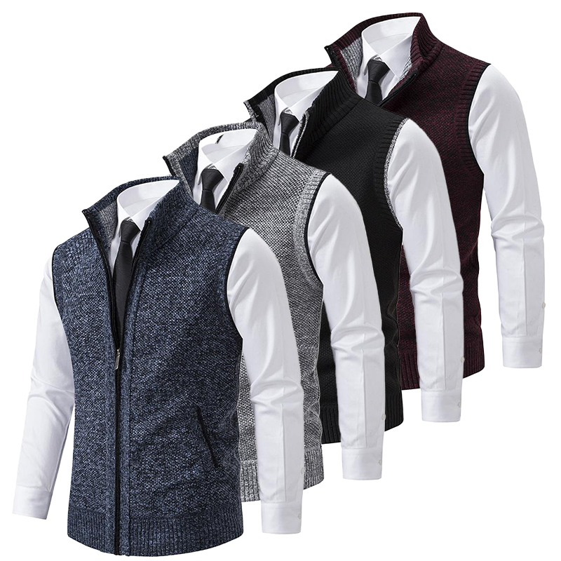 Smanicato elegante da uomo con cerniera e collo alto, ottimo per stratificazioni in autunno inverno.