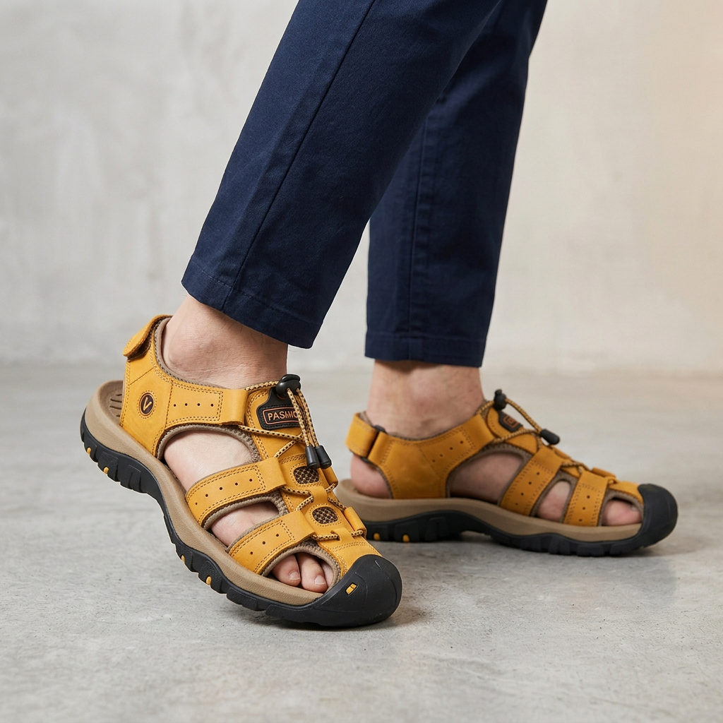 Sandali da trekking uomo Atlas, con chiusura regolabile e protezione punta chiusa. Comfort anatomico superiore.