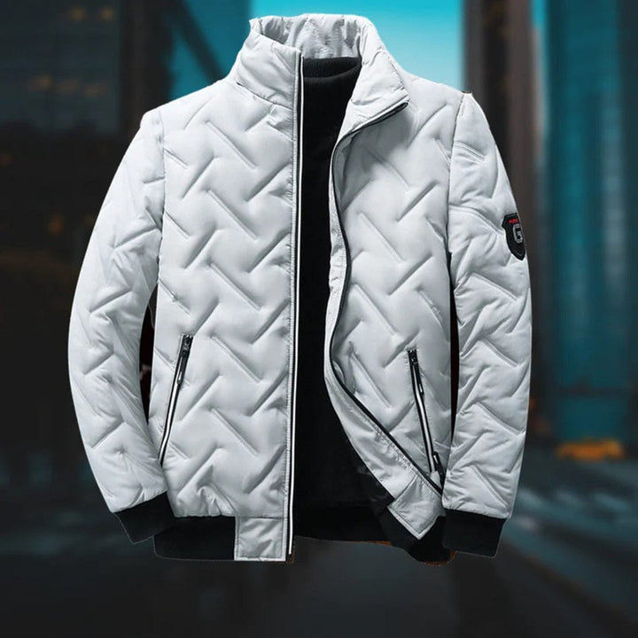 Giacca uomo invernale calda e casual con zip, perfetta per abbigliamento di moda maschile, offre stile e comfort.