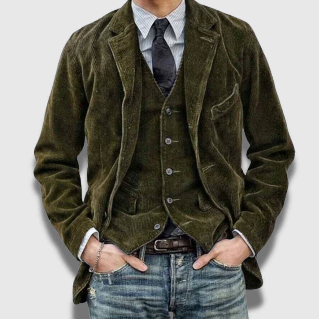 Blazer uomo vintage sartoriale, giacca elegante maschile perfetta per outfit formali e di tendenza.