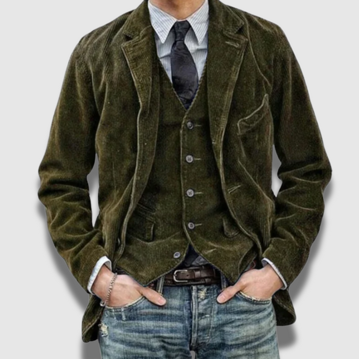 Blazer uomo vintage sartoriale, giacca elegante maschile perfetta per outfit formali e di tendenza.