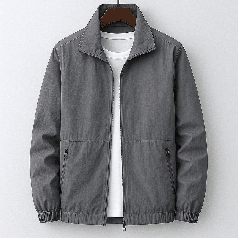 Giacca primaverile estiva da uomo con zip, traspirante e leggera. Look casual-elegante per ogni outfit.