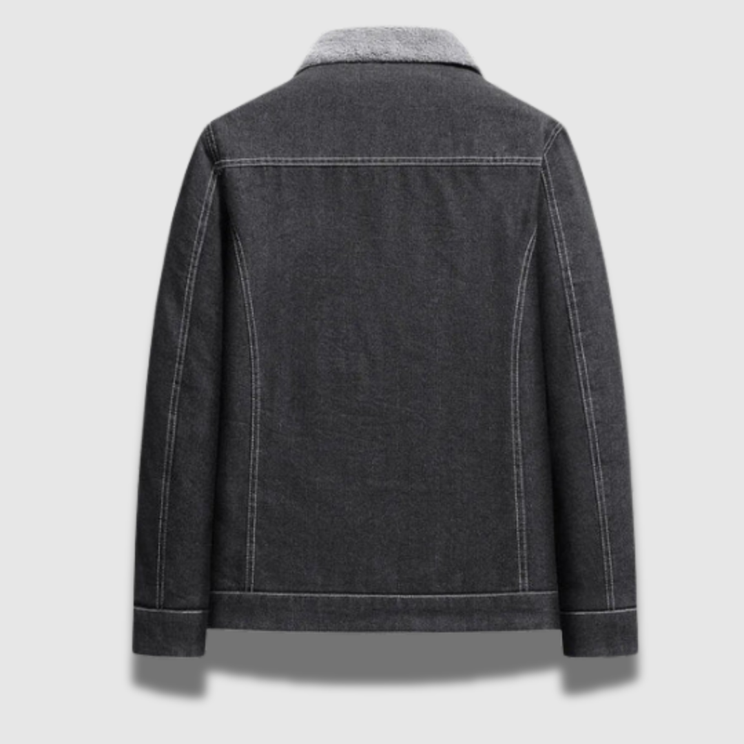 Giacca uomo grigia stile biker, resistente e versatile, perfetta per le mezze stagioni e abbigliamento urbano.