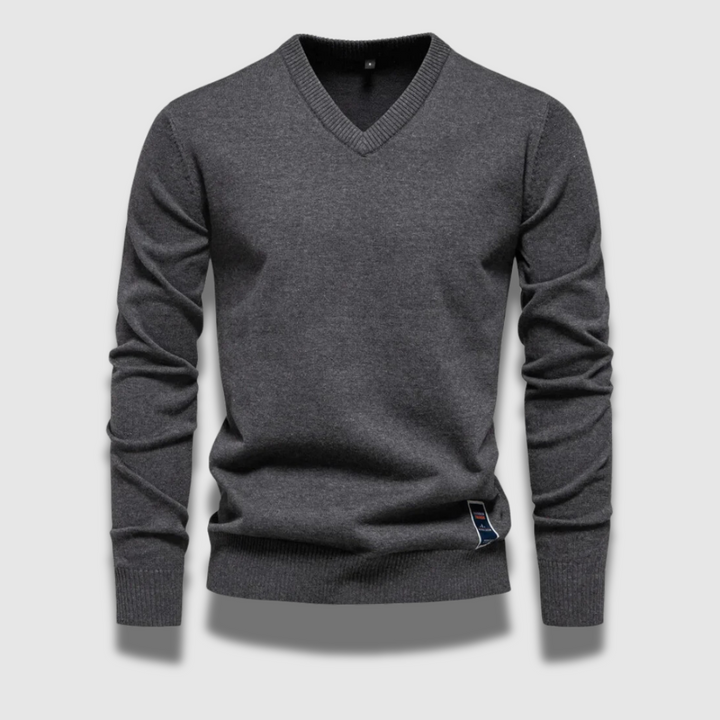 Maglione uomo bordeaux con collo a V, perfetto per uno stile casual o elegante in autunno inverno.