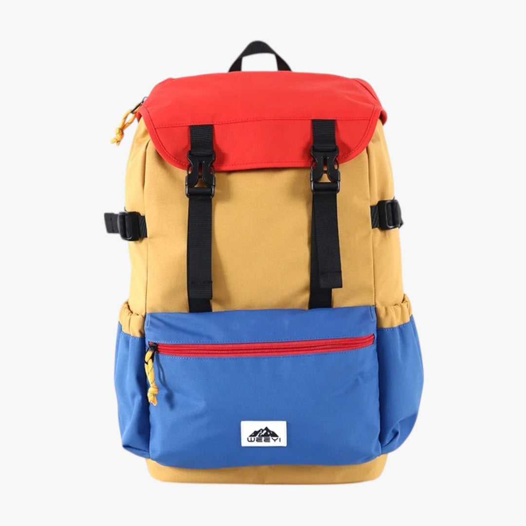 Zaino uomo multicolore versatile per viaggi e uso quotidiano in tessuto resistente.