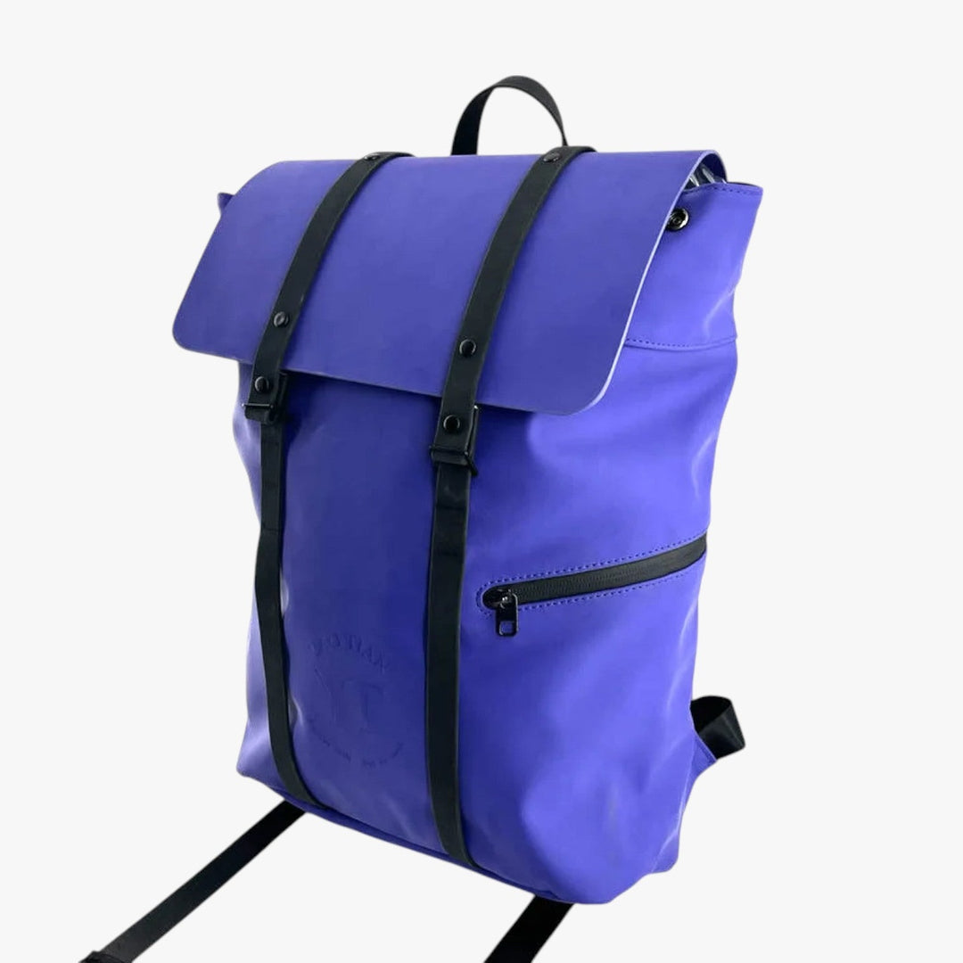Zaino roll top unisex bianco, pratico porta laptop, perfetto per la vita di tutti i giorni.
