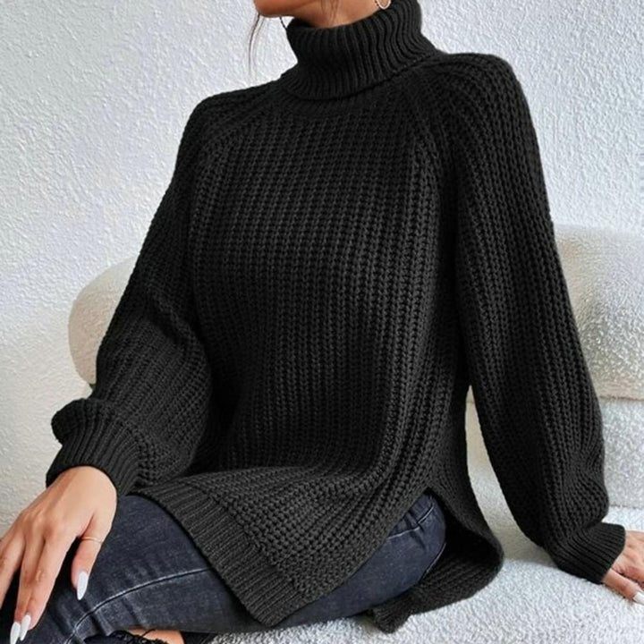 Maglione dolcevita da donna caldo ed elegante, perfetto per l'inverno. Vestibilità comoda e lavorato a maglia.