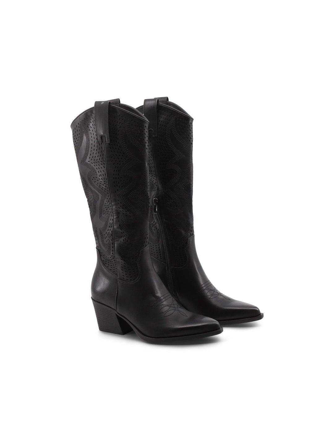 Stivali texani donna neri con tacco 6 cm e zip. Ideali per un look western chic autunno/inverno.