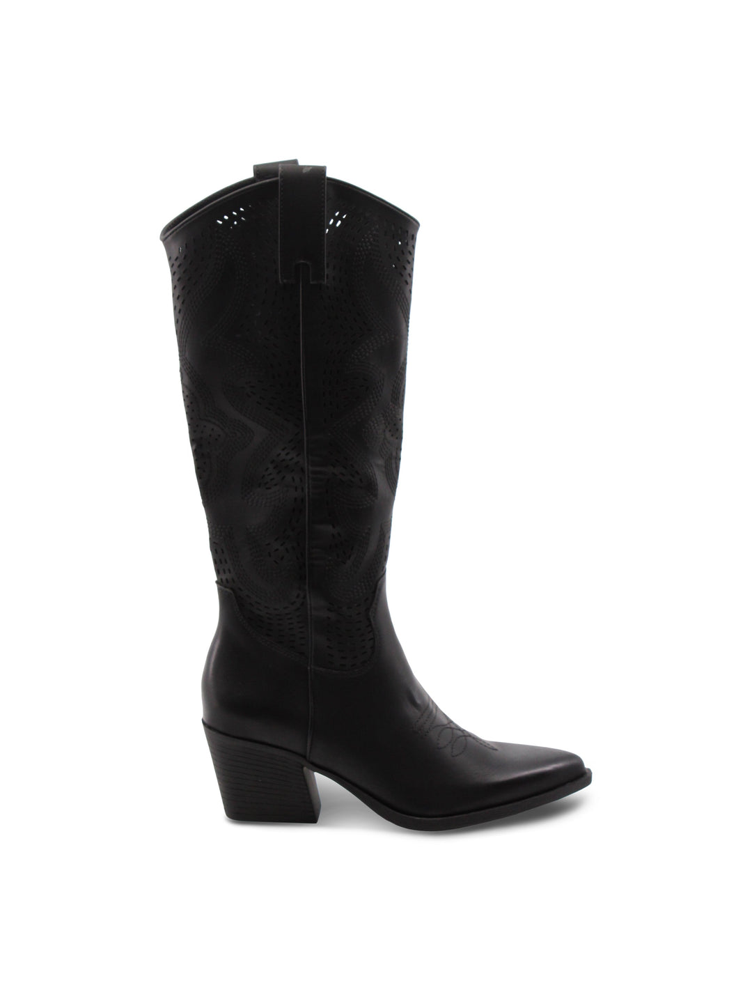 Eleganti stivali texani neri da donna con tacco 6 cm. Perfetti per un comfort casual o look sofisticati.